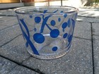Bartlett Collins Glass Ice Bucket Bowl Vintage Mcm Atomic -blue Dots   Swishes