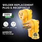 Rvguard 50 Amp Welder Male And Female Plug Kit  Nema 6-50hp 6-50hr  Yellow 