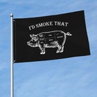 I d Smoke That Pig Funny Bbq Flag 3x5 Feet Vivid Color And Uv Fade Resistant    