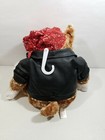 Dan Dee Collectors Choice Biker Bulldog Plush Fake Leather Jacket Red Cap 15  