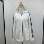 Adidas Sweatshirt Womens M l Essentials 3 Stripes Fleece Lined Full Zip Hoodie