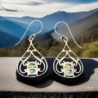 Bbj Sterling Silver Turquoise Cabochon Southwestern Dangle Earrings