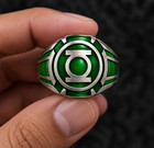 Green Lantern Inspired Ring Green Silver Tone Superhero Cosplay Costume Gift