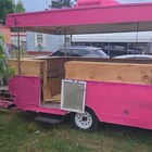 Pink Concession Trailer With Wooden Interior  Serving Counter  Propane Tank