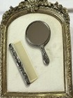 Vintage Vanity Set Ornate Heavy Silver-plated Small Hand-mirror   Matching Comb