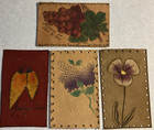 4 Antique Leather Postcards Early 1900s Various Themes And Postmarks Lot   13 