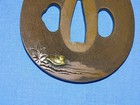 Japanese Samurai Sword Guard Tsuba  Copper Nanako W  Ducks  Signed