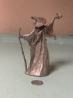 Pewter Fantasy Wizard Figurine Statue With Staff And Crystal Ball Orb