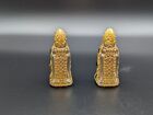 2 Vintage Mini Czech Jeweled Filigree Perfume Bottle Green Gem