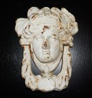 Vintage Pair Cast Iron Door Knockers Neoclassical Female Face