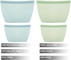 4 Pack Reusable Silicone Food Storage Bags  Leakproof Stand-up Freezer Bags  Mic