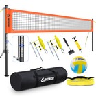 Premium Professional Portable Volleyball Net Set W aluminum Pole Beach Backyard