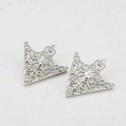 Vintage Triangle Brooch Pin Hollow Out Unisex Lapel Pin Shirt Collar Decor