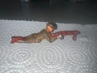 Vintage Barclay Manoil Lead Toy Soldier Laying Down With A Machine Gun