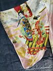Japanese Style Kimono Womens Extra Large Robe Duster Pink Geisha Print No Belt