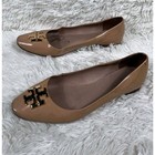 Tory Burch Raleigh Leather Ballet Flats Gold Logo Womens Size 9 5m Beige