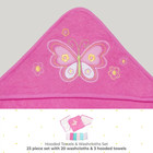 Bath Hooded Towels   Washcloths Set For Babies  23-piece Gift Set  Pink Butterfl