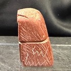 Vintage Hand Carved Red Stone Owl Figurine Miniature Folk Art Totem 2 25 