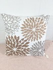 New Homemade Farmhouse Boho White Metallic Floral Decorative Throw Pillow Nwot