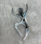 Modernist 925 Silver Man W Gold Tone Heart  Brooch Pin Dancer Love Vintage