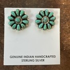 Native American Navajo Indian Cluster Post Green Turquoise Earrings Omg Zuni  h