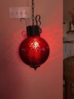 Mid Century Modern Red Globe Swag Light Lamp Vintage Unique