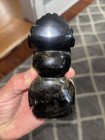 Vintage Black Obsidian Gold Sheen Hand Carved Aztec Mayan Figurine 4    Tall