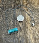 Navajo Handmade Sterling Silver Kingman Turquoise Bar Necklace 16   