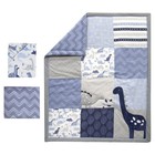 Bedtime Originals Roar 3-piece Crib Bedding Set - Blue  Gray  White  Animals