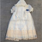 Antique Little Folk Baby Baptism Christening Gown Dress W  Box Dacron Organza