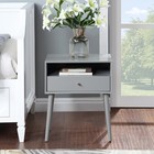 Nightstand With 1 Drawer  Table With Open Storage Shelf And Solid Wood Legs