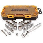 Dewalt 34-pc Ratchet Socket Set 1 4      3 8    Drive Chrome Metric New Sealed