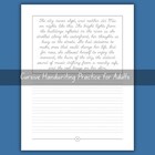 Cursive Handwriting Practice For Adults   Calligraphy   Penmanship Workbook