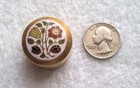 Vintage Cloisonne Enamel Floral Top Brass Pill Box Or Trinket Box