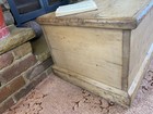 Old Antique Pine Chest  Vintage Wooden Storage Trunk  Blanket Box  Coffee Table 