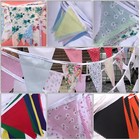 Fabric  Bunting vintage Floral shabby Chic white rainbow 10  120ft weddings 