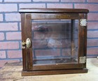 Antique Wood Display Case Countertop Glass Shelf General Store Cabinet Showcase