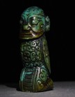 2   Old Chinese Dynasty Natural Turquoise Carved Bird People Person Beast Statue