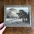 Antique Japanese Original Painting On Silk Mountain Landscape 11 X 9 Framed