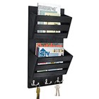 Rustic Mail Organizer Wall Mount With 4 Key Hooks mail Holder Wall Black