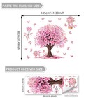 Pink Cherry Blossom Tree Wall Decals  Large Nursery Wall Stickers With Butter   
