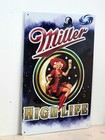 Vintage  Miller High Life Beer Brew Milwaukee Lady In The Moon Tin Metal Sign 