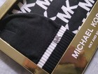 Authentic Michael Kors 2 Pc  Gift Set Hat   Scarf Black White   Mk Logo Charm