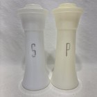 Vintage Tupperware Salt   Pepper Shakers W  Lids Hourglass Shape Travel Set 