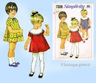 Simplicity 7328  1960s Cute Toddler Girls Party Dress Sz2 Vintage Sewing Pattern