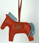 Hermes Rodeo Bag Charm Mm In Capucine And Celeste Milo Lambskin Leather