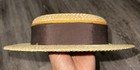 Vintage Natural Straw Green Red Ribbon Bow Boater Hat  The Ridgemont Make