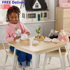 14 Pc Porcelain Tea Set Kids Pretend Play Toy Teapot Cups Spoons Carrying Case