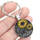 Sunflower Key Chain Ring  you Are My Sunshine  Pendant Purse Charm Car Keychain