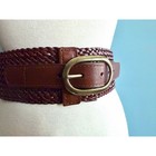 Wide Brown Faux Leather Stretch Waist Belt Sz Small